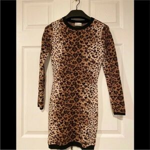 RED Valentino Animal Print Long Sleeve sweater Dress